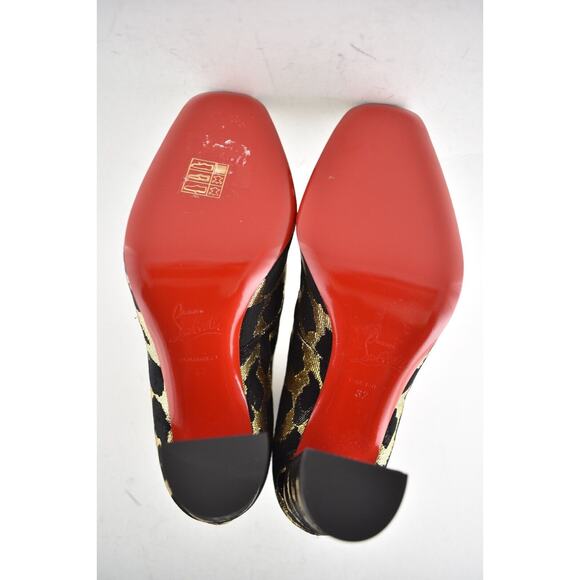 Christian Louboutin Lady See 100 Black Gold Lurex Feline Heel Ankle Bootie 37 - Picture 10 of 10